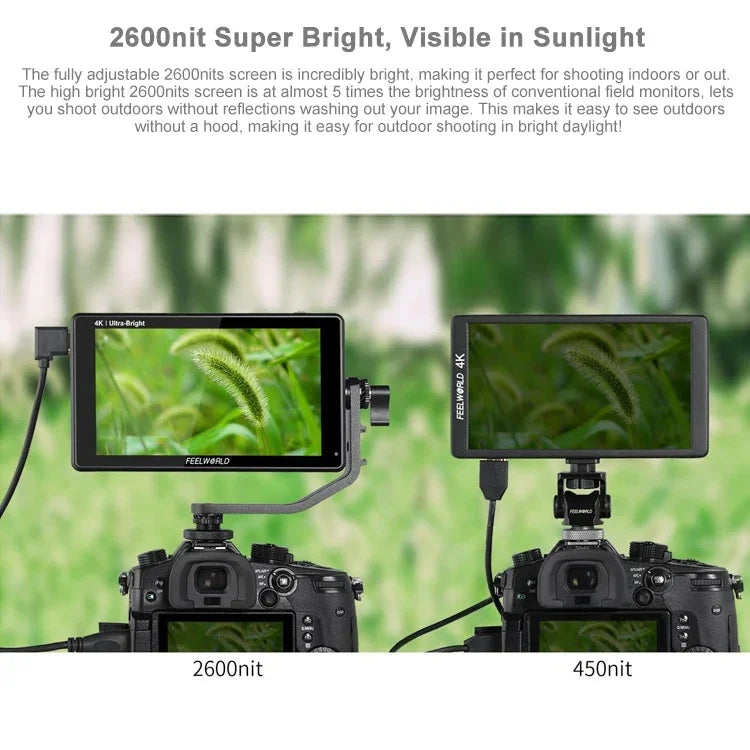 FEELWORLD LUT6S 1920x1080 2600 니트 6인치 IPS 스크린 HDMI 4K 터치 스크린 SDI HDI 카메라 필드 모니터, LUT6S