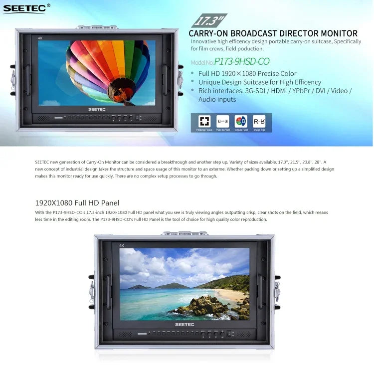 SEETEC P173-9HSD-CO 1920x1080 17.3인치 SDI / HDMI 4K 방송용 전문 사진 카메라 필드 모니터, P173-9HSD-CO