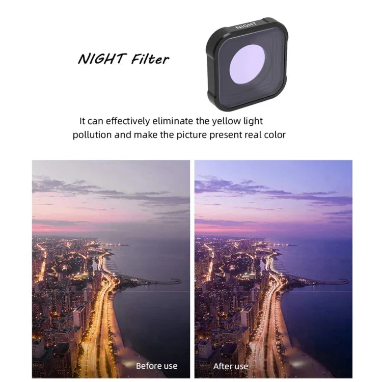 JSR KB 시리즈 야간 빛 공해 감소 렌즈 필터 for GoPro HERO13 Black /12 Black /11 Black /10 Black /9 Black, 야간