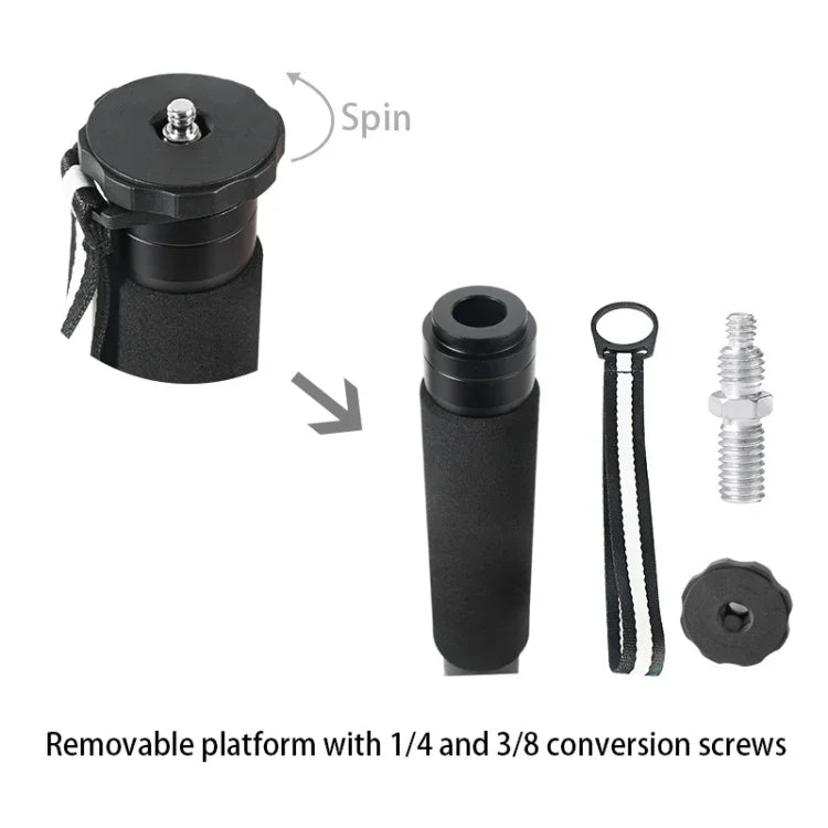 BEXIN P306C 휴대용 여행용 야외 DSLR 카메라 카본 파이버 모노포드 홀더, P306C
