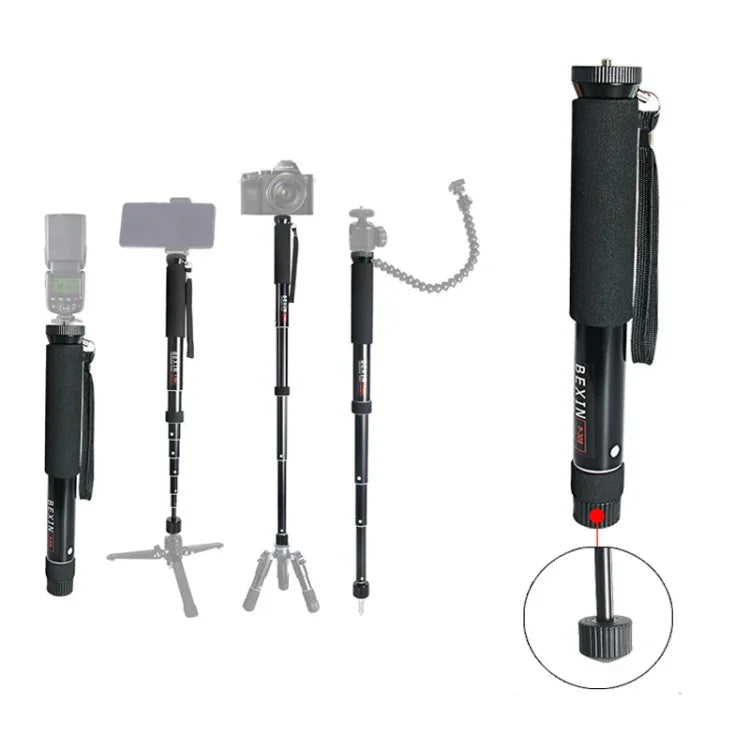BEXIN P308 휴대용 여행용 야외 DSLR 카메라 알루미늄 합금 모노포드 홀더, P308