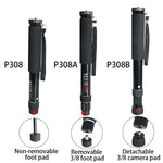 BEXIN P308 휴대용 여행용 야외 DSLR 카메라 알루미늄 합금 모노포드 홀더, P308