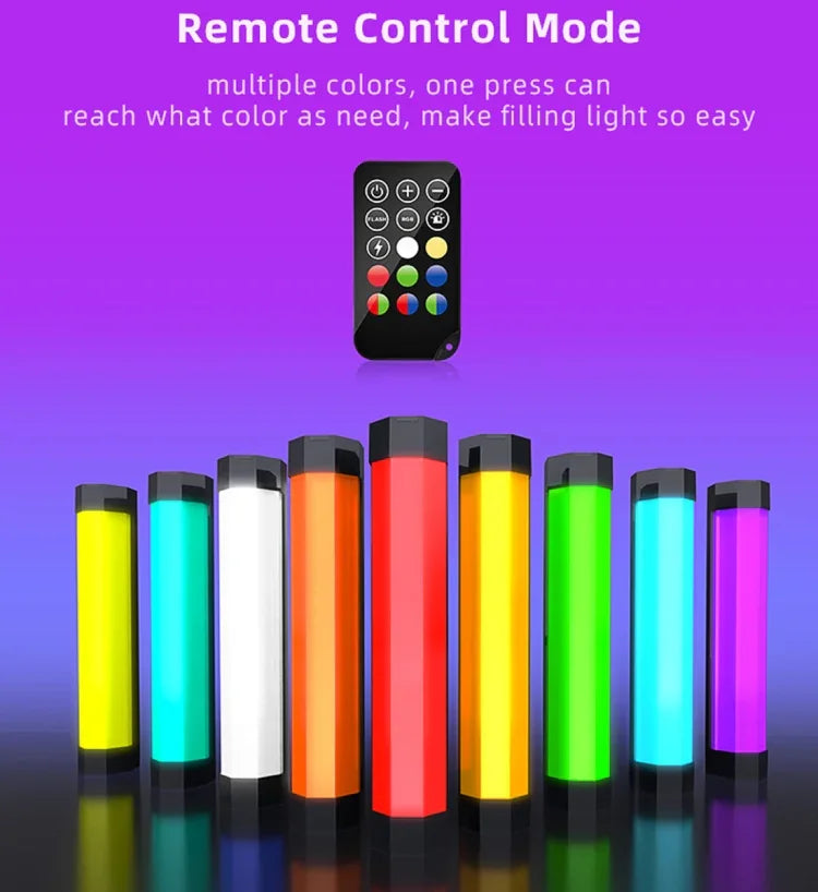 LUXCeO RGB 컬러풀 사진 LED 스틱 비디오 라이트 앱 제어 조절 가능한 색온도 방수 핸드헬드 LED 보조광 리모컨 포함, P200 RGB