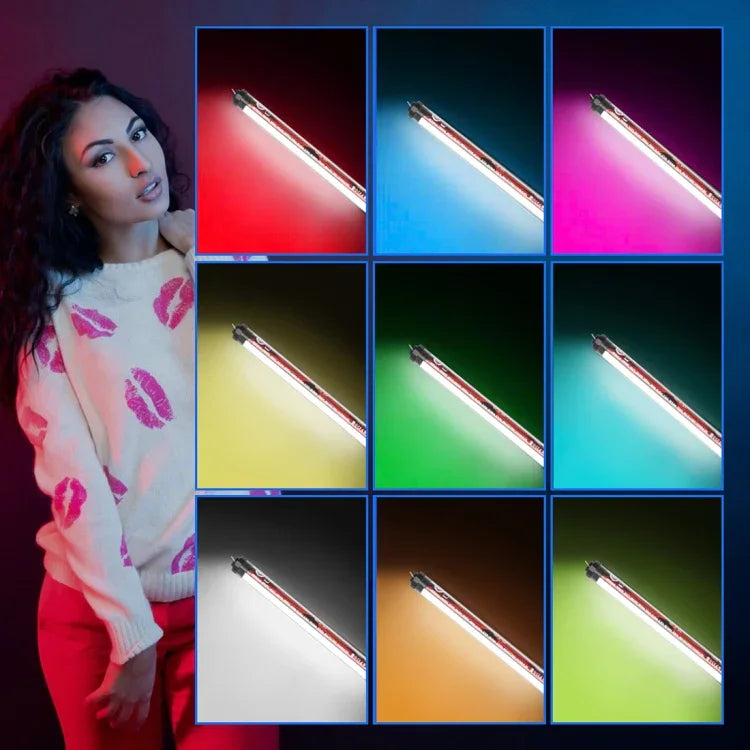 LUXCeO P7RGB 프로 컬러풀 사진 LED 스틱 비디오 라이트 앱 제어 조절 가능한 색온도 방수 핸드헬드 LED 보조광 리모컨 포함, P7RGB 프로
