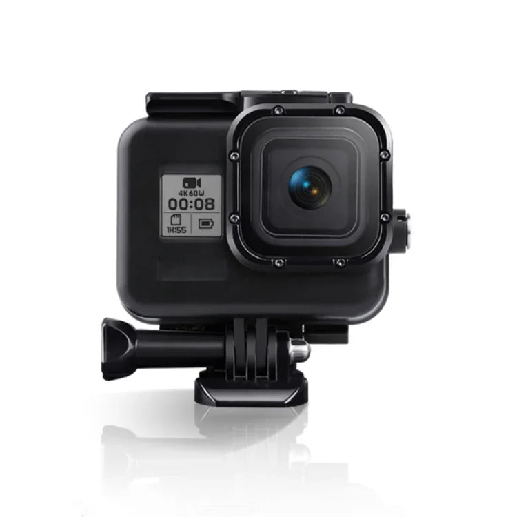 GoPro HERO8 Black 45m 방수 하우징 보호 케이스, 버클 기본 마운트 & 나사 & (보라, 빨강, 분홍) 필터 & 플로팅 보버 그립 & 스트랩 & 김서림 방지 인서트 포함, 투명 HERO8 케이스+필터