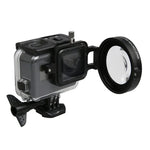 GoPro HERO5 스포츠 액션 카메라 전문용 58mm 16배 매크로 렌즈 클로즈업 필터 렌즈 베이스 및 어댑터 링, 렌즈 보호 캡, 분실 방지 손목 스트랩, 청소용 천 포함