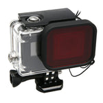 GoPro HERO5 30m 방수 PC & ABS 하우징 보호 케이스 + 카메라 렌즈 빨간색 사각 필터, 버클 기본 마운트 및 긴 나사, 분실 방지 손목 스트랩 포함, 보호 케이스 + 필터