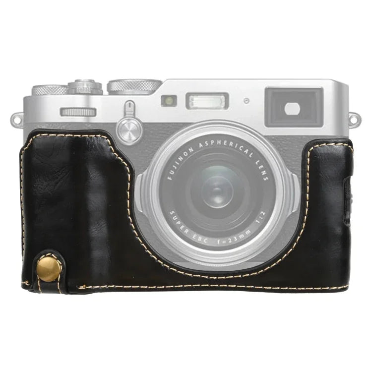 FUJIFILM X100V용 1/4인치 나사 PU 가죽 카메라 하프 케이스 베이스, FUJIFILM X100V용