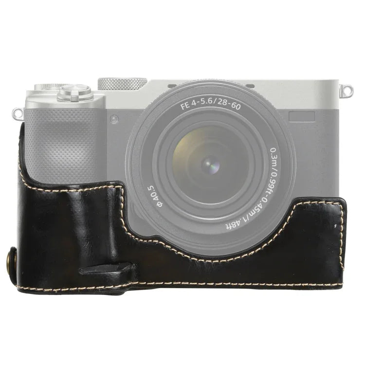 Sony ILCE-7C/A7C용 1/4인치 나사 PU 가죽 카메라 하프 케이스 베이스, Sony ILCE-7C/A7C용
