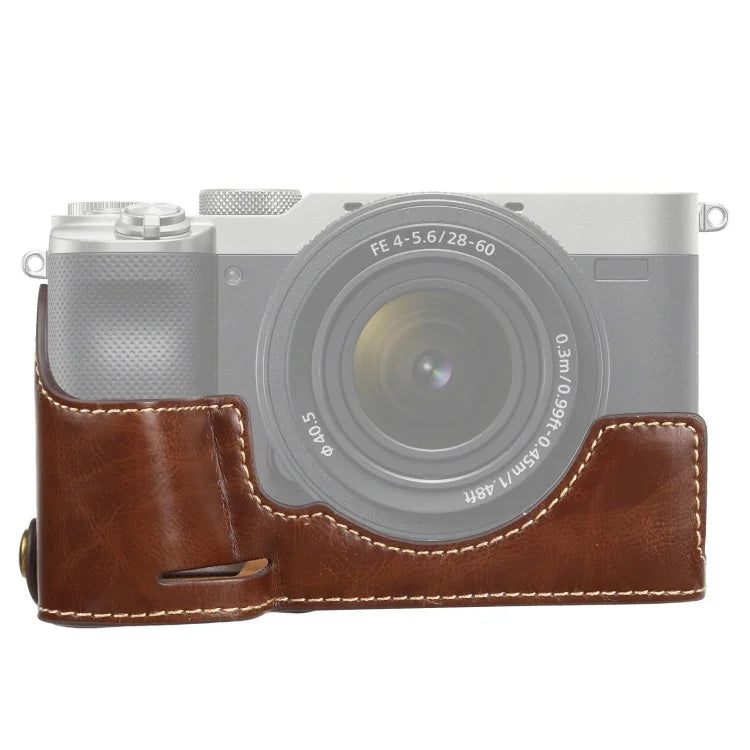 Sony ILCE-7C/A7C용 1/4인치 나사 PU 가죽 카메라 하프 케이스 베이스, Sony ILCE-7C/A7C용