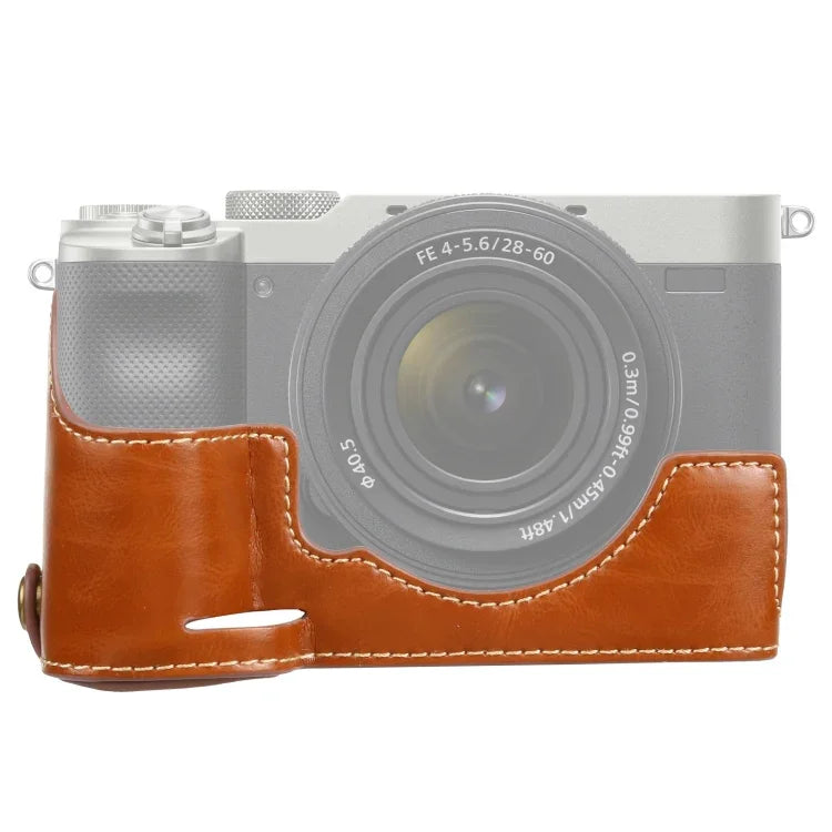 Sony ILCE-7C/A7C용 1/4인치 나사 PU 가죽 카메라 하프 케이스 베이스, Sony ILCE-7C/A7C용