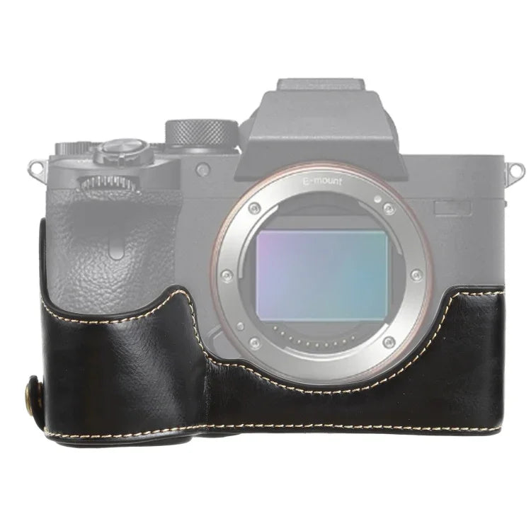 Sony ILCE-7RM4 / A7RM4 / A7R IV용 1/4인치 나사 PU 가죽 카메라 하프 케이스 베이스, Sony ILCE-7RM4용
