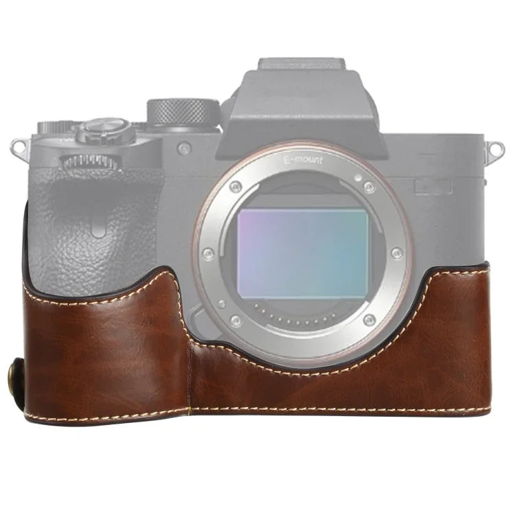 Sony ILCE-7RM4 / A7RM4 / A7R IV용 1/4인치 나사 PU 가죽 카메라 하프 케이스 베이스, Sony ILCE-7RM4용