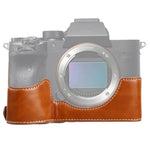 Sony ILCE-7RM4 / A7RM4 / A7R IV용 1/4인치 나사 PU 가죽 카메라 하프 케이스 베이스, Sony ILCE-7RM4용