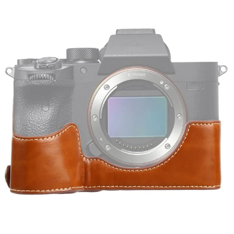 Sony ILCE-7RM4 / A7RM4 / A7R IV용 1/4인치 나사 PU 가죽 카메라 하프 케이스 베이스, Sony ILCE-7RM4용
