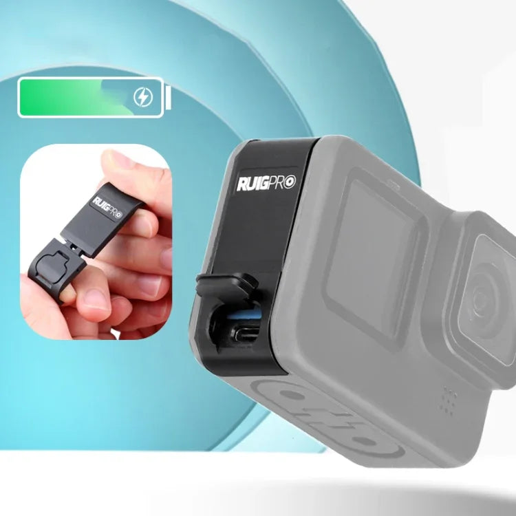 GoPro HERO10 Black / HERO9 Black용 RUIGPRO 알루미늄 합금 배터리 측면 인터페이스 커버, 알루미늄 합금 측면 커버