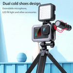 RUIGPRO GoPro HERO10 Black / HERO9 Black 메탈 테두리 프레임 마운트 보호 케이지 듀얼 콜드 슈 베이스 포함, 실버 그레이