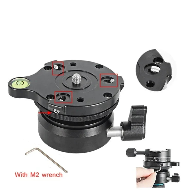 BEXIN DY-60N 3/8인치 나사 돔형 전문 삼각대 레벨링 360도 파노라마 헤드 베이스 버블 레벨 및 3/8인치 나사 어댑터 포함, DY-60N 3/8인치