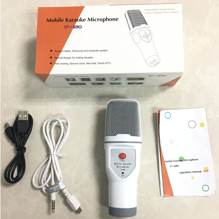 SF-690 휴대폰 노래방 녹음 콘덴서 마이크, 전문 노래방 라이브 채팅 커패시터 마이크