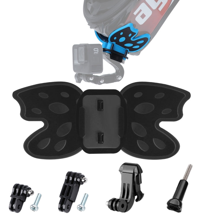 GoPro, Insta360, DJI 및 기타 액션 카메라용 3방향 피벗 암 & J-후크 버클 & 긴 나사 포함 나비 헬멧 마운트 어댑터, 피벗 암 & J-후크 버클 포함 나비 헬멧 마운트