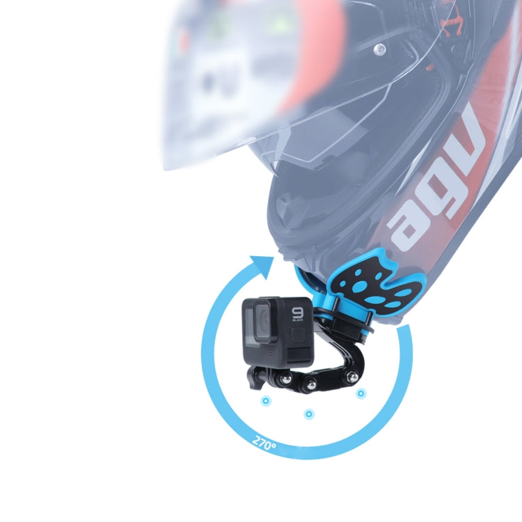 GoPro, Insta360, DJI 및 기타 액션 카메라용 3방향 피벗 암 & J-후크 버클 & 긴 나사 포함 나비 헬멧 마운트 어댑터, 피벗 암 & J-후크 버클 포함 나비 헬멧 마운트