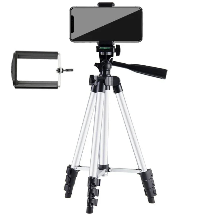 라이브 방송용 4단 접이식 다리 알루미늄 합금 삼각대, U자형 3D 삼각대 헤드 포함 DSLR 및 디지털 카메라용, 조절 높이: 35-106cm, 3110 실버
