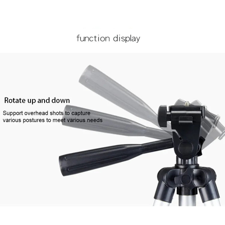 라이브 방송용 4단 접이식 다리 알루미늄 합금 삼각대, U자형 3D 삼각대 헤드 포함 DSLR 및 디지털 카메라용, 조절 높이: 35-106cm, 3110 실버
