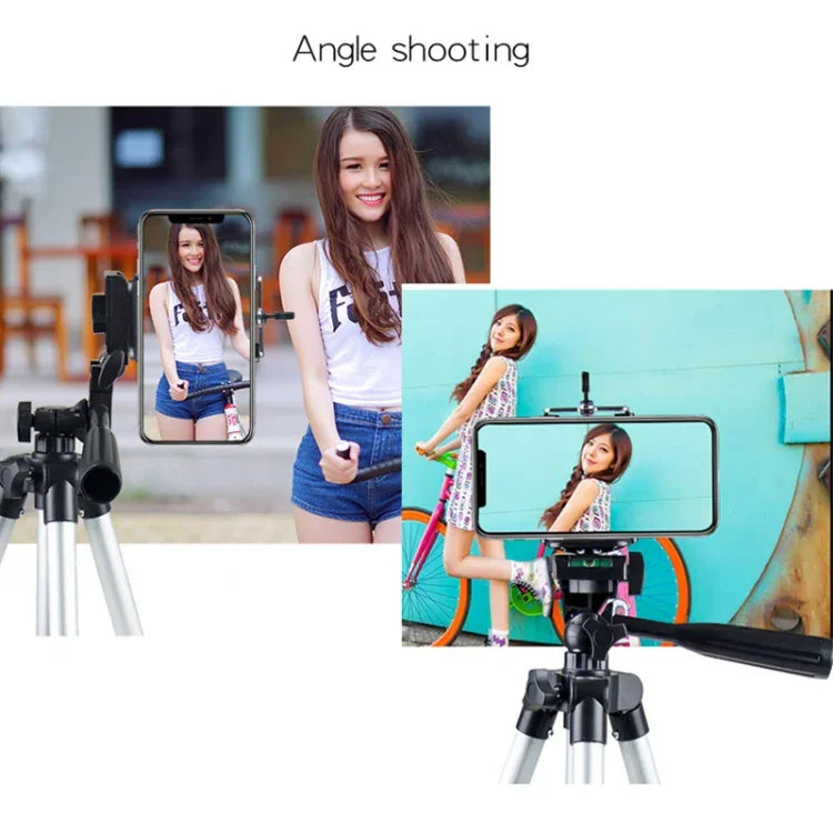 라이브 방송용 4단 접이식 다리 알루미늄 합금 삼각대, U자형 3D 삼각대 헤드 포함 DSLR 및 디지털 카메라용, 조절 높이: 35-106cm, 3110 실버