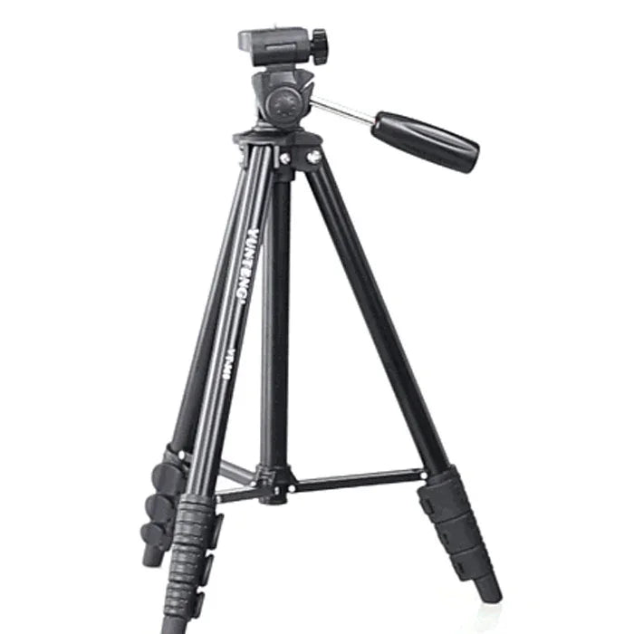 YUNTENG VCT-680RM 4단 접이식 다리 알루미늄 합금 삼각대, 3D 삼각대 헤드 포함 DSLR 및 디지털 카메라용, 조절 높이: 46-138cm, VCT-680RM