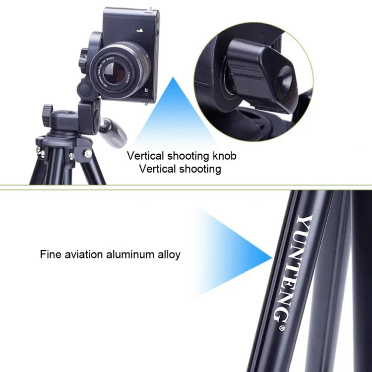 YUNTENG VCT-680RM 4단 접이식 다리 알루미늄 합금 삼각대, 3D 삼각대 헤드 포함 DSLR 및 디지털 카메라용, 조절 높이: 46-138cm, VCT-680RM