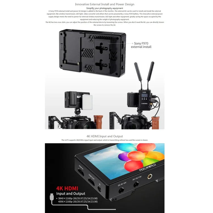 FEELWORLD LUT5 5.5 inch Ultra High Bright 3000nit Touch Screen DSLR Camera Field Monitor, LUT5