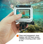 GoPro NEW HERO / HERO6 / 5용 45m 방수 하우징 보호 케이스 + 터치 스크린 백 커버, 버클 기본 마운트 및 나사 포함, 렌즈 분리 불필요, 터치 스크린 (투명)