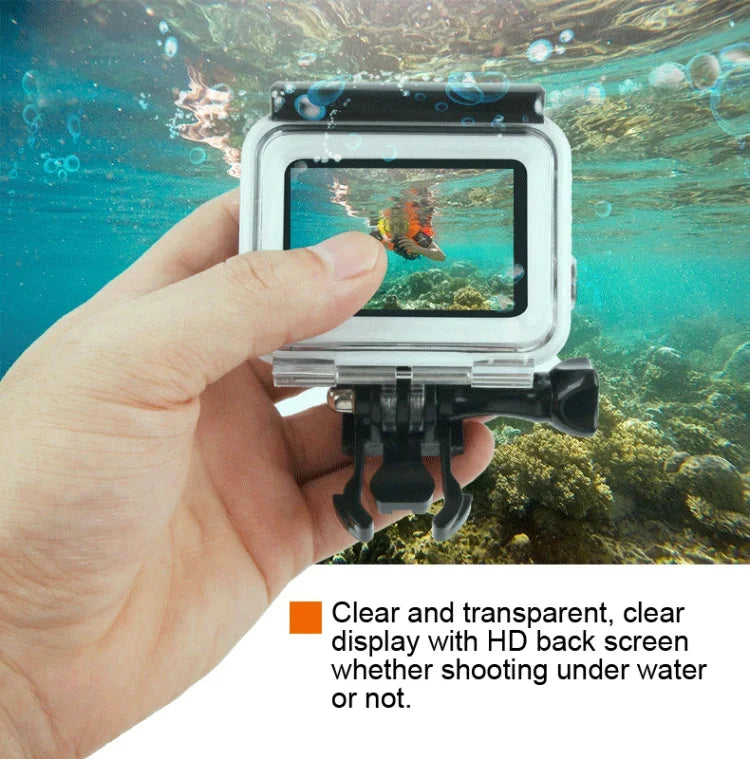GoPro NEW HERO / HERO6 / 5용 45m 방수 하우징 보호 케이스 + 터치 스크린 백 커버, 버클 기본 마운트 및 나사 포함, 렌즈 분리 불필요, 터치 스크린 (투명)