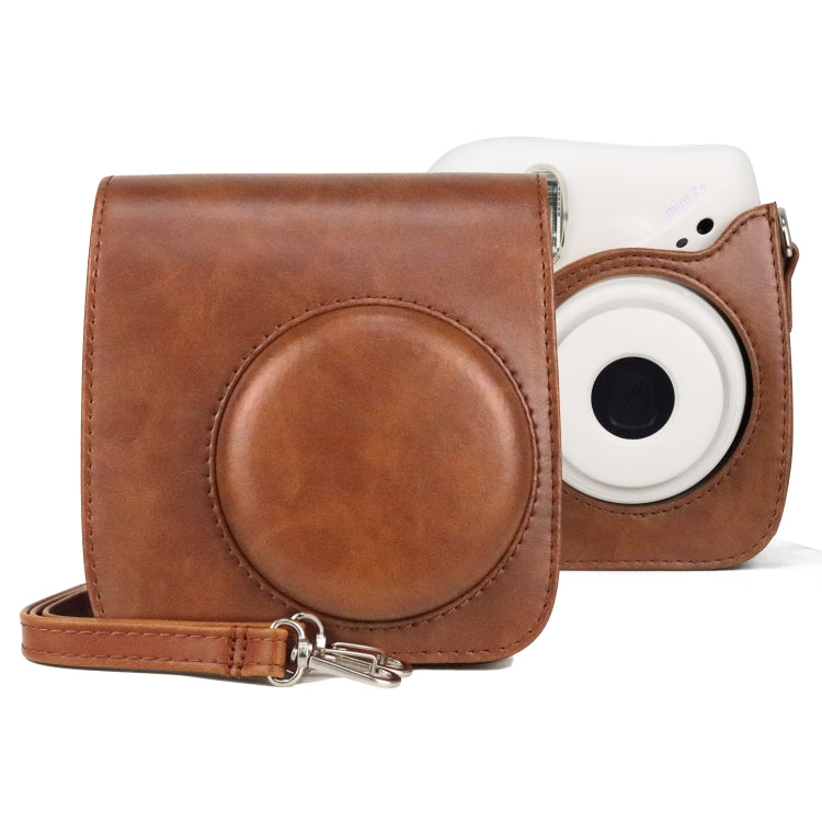 FUJIFILM instax mini 7+용 스트랩 포함 레트로 전신 PU 가죽 케이스 카메라 가방, FUJIFILM instax mini 7+용