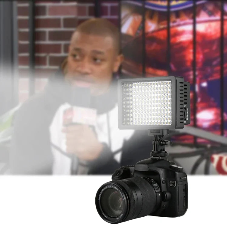 HD-160 화이트 라이트 LED 비디오 라이트 온카메라 사진 조명 보조광, 캐논, 니콘 DSLR 카메라용 3개 필터 플레이트 포함, HD-160