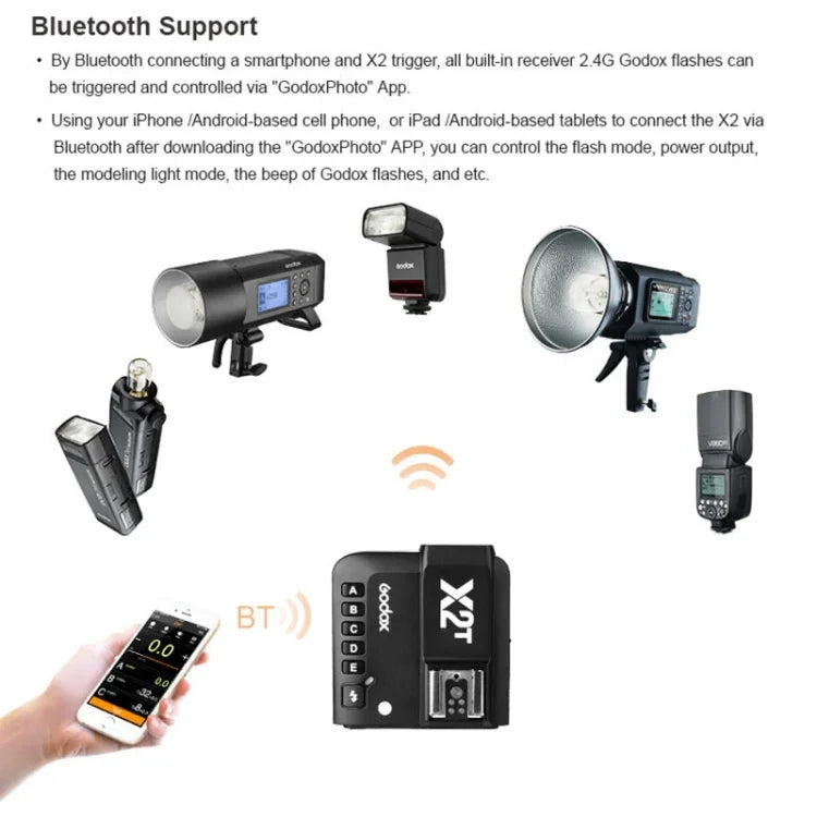Pentax용 Godox X2T-P E-TTL II 블루투스 무선 플래시 트리거, Pentax용 X2T-P