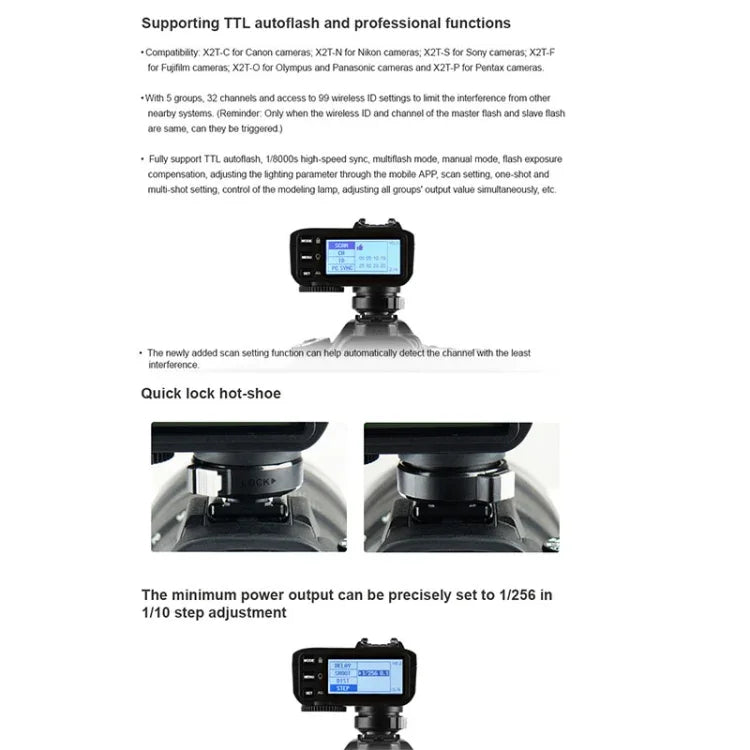 Pentax용 Godox X2T-P E-TTL II 블루투스 무선 플래시 트리거, Pentax용 X2T-P