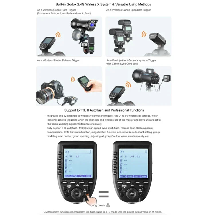 Sony용 Godox Xpro-S TTL 무선 플래시 트리거, Sony용 Xpro-S