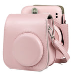 FUJIFILM Instax mini 11용 단색 전신 카메라 가죽 케이스 가방, 스트랩 포함