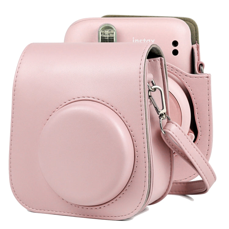 FUJIFILM Instax mini 11용 단색 전신 카메라 가죽 케이스 가방, 스트랩 포함