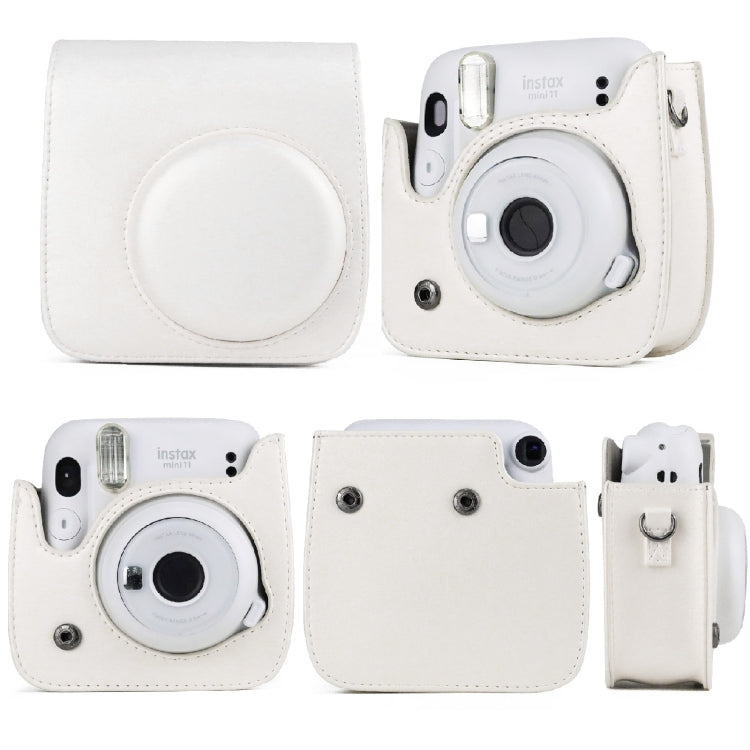 FUJIFILM Instax mini 11용 단색 전신 카메라 가죽 케이스 가방, 스트랩 포함