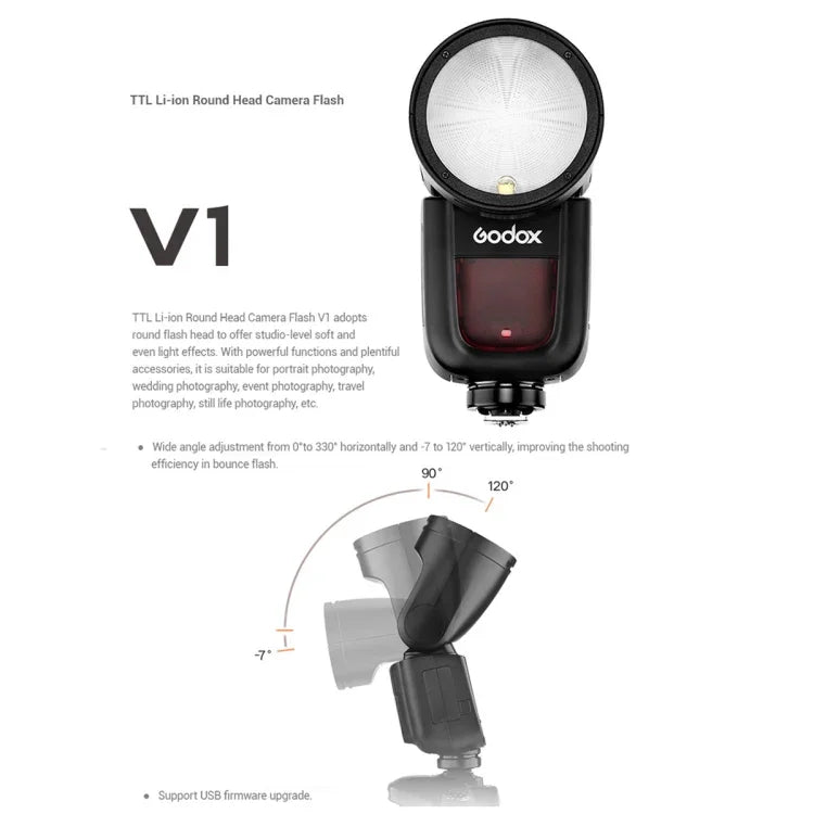Godox V1C 캐논용 라운드 헤드 TTL 플래시 스피드라이트, V1C for Canon
