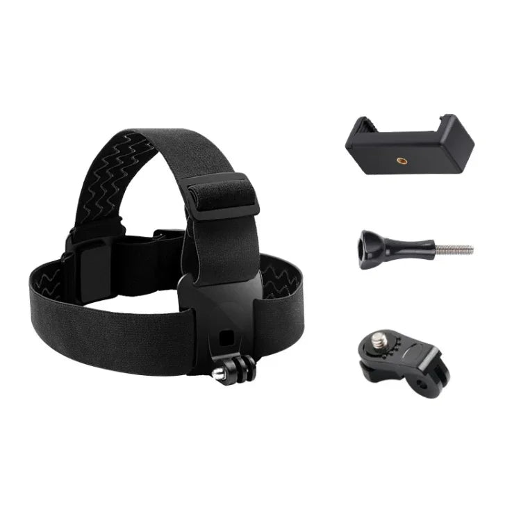 GoPro HERO10 Black / HERO9 Black / 8 / 7 / 6 / 5, Xiaoyi 및 기타 액션 카메라, 스마트폰용 전화 클램프 및 나사, S형 어댑터 포함 탄성 마운트 벨트 조절식 헤드 스트랩
