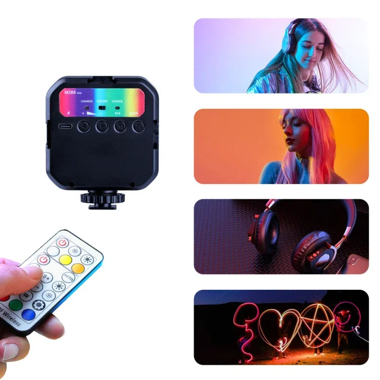 MJ88 포켓 3000-7000K+RGB 풀 컬러 뷰티 필 라이트 핸드헬드 카메라 촬영 스트리머 LED 라이트 리모컨 포함, MJ88