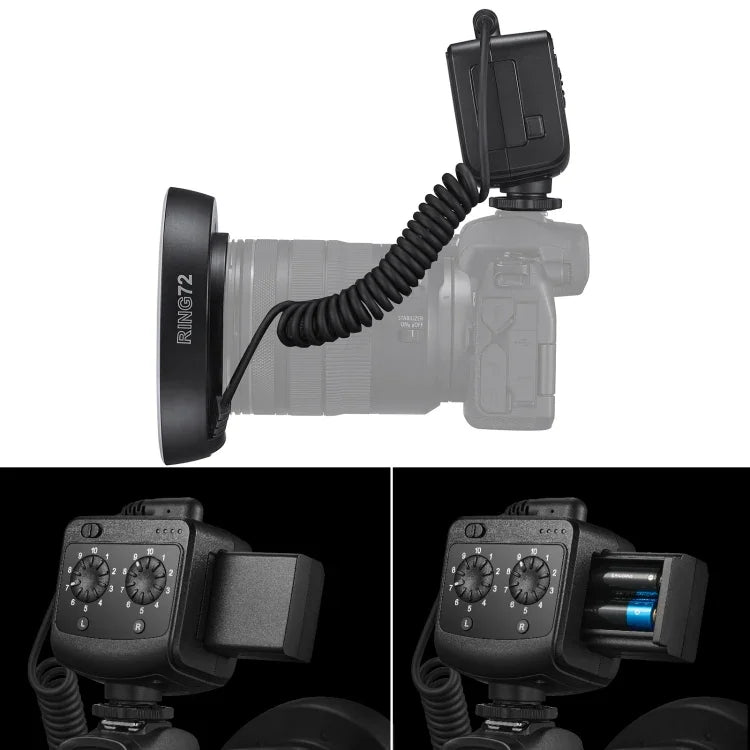 Godox Ring72 매크로 링 48 LED 플래시 라이트 8가지 크기 어댑터 링 포함, Ring72