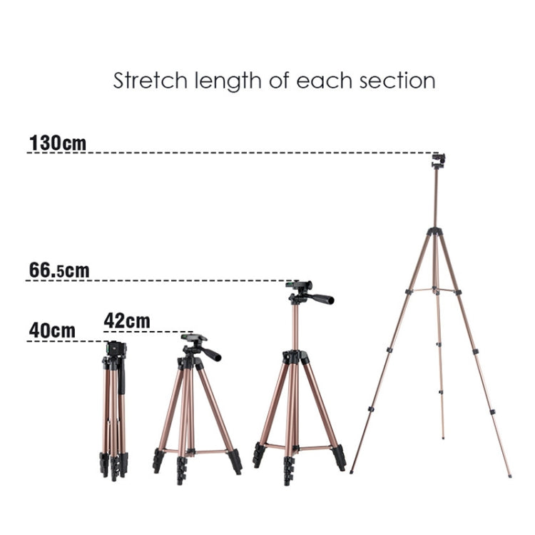 130cm 4단 접이식 알루미늄 합금 삼각대 마운트 3차원 헤드 포함, L-3130 실버, L-3130 블랙, L-3130 샴페인 골드