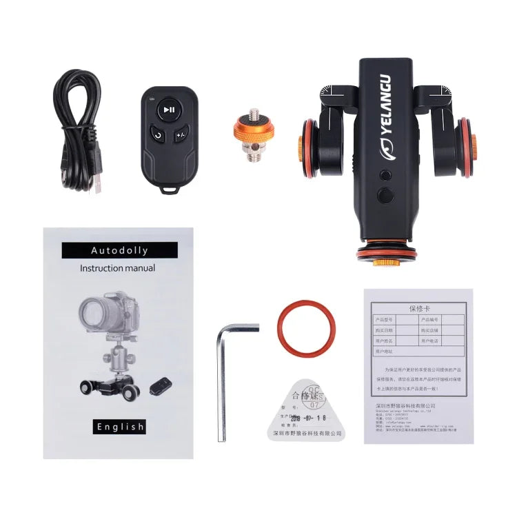 YELANGU L4X 카메라 휠 돌리 II 전동 트랙 슬라이더 3륜 비디오 풀리 롤링 돌리 카 DSLR / 홈 DV 카메라, GoPro, 스마트폰용, 하중: 3kg, L4X 돌리 카 블랙