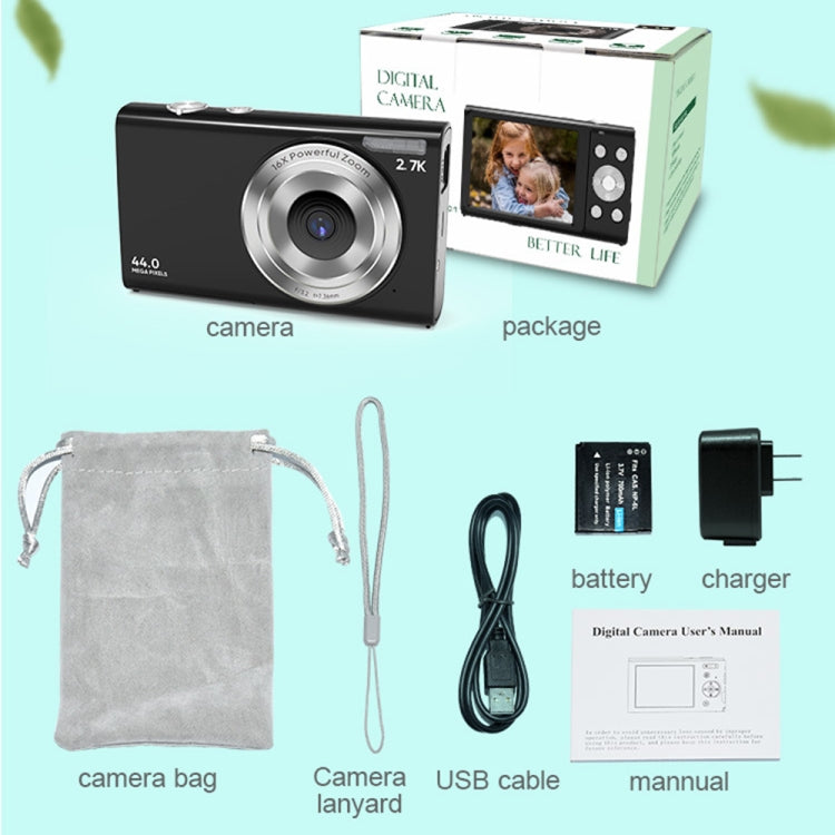 DC402 2.4인치 4400만 화소 16배 줌 1080P 풀 HD 디지털 카메라 어린이 카드 카메라, EU 플러그, EU 플러그