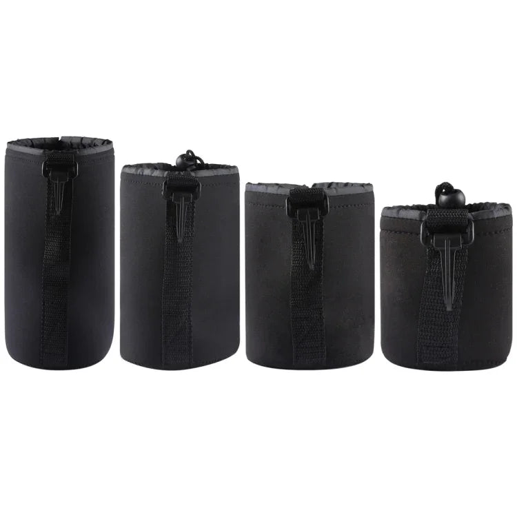 4개 네오프렌 SLR 카메라 렌즈 휴대용 파우치 가방 카라비너 포함, 크기: 10x22cm, 10x14cm, 10x18cm, 8x10cm, 4가지 크기