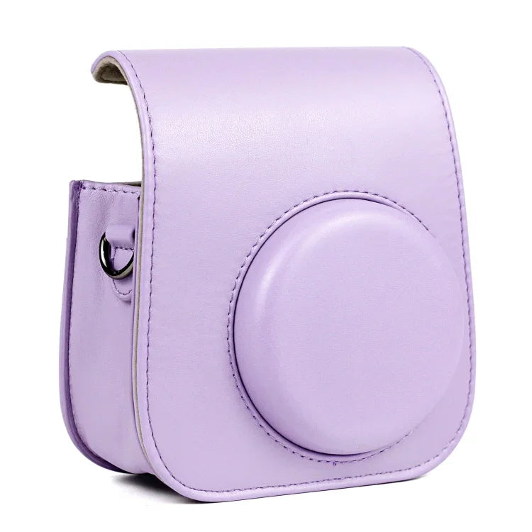 FUJIFILM Instax mini 11용 가죽 케이스 전신 카메라 가방, 숄더 스트랩 포함, 퍼플